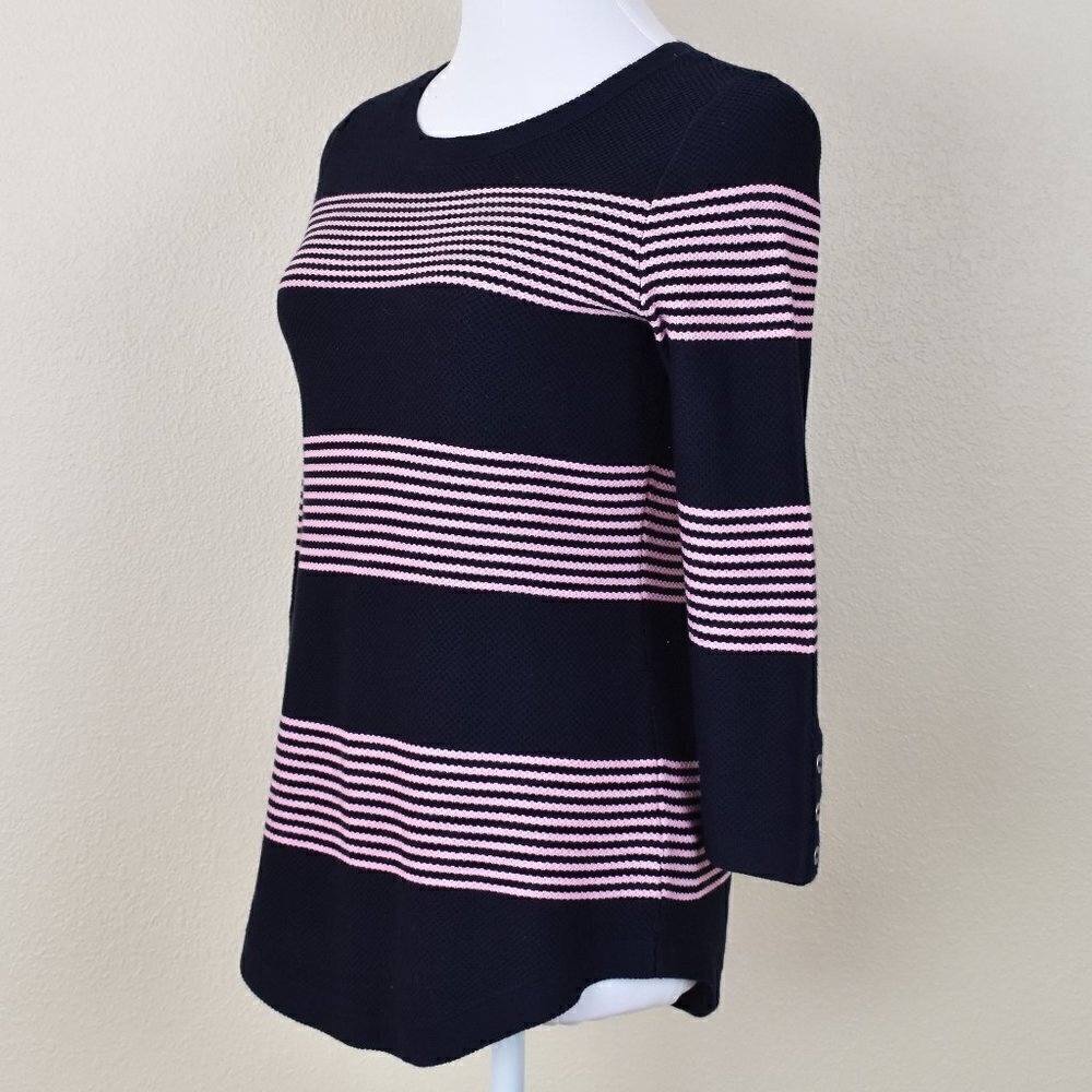 Talbots Navy and Pink Stripe Sweater NEW XS - Picture 2 of 7
